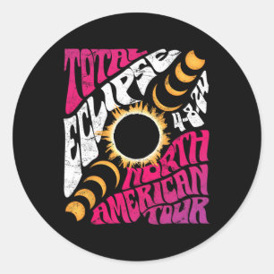 Insgesamt Eclipse 2024 Retro Groovy North American Runder Aufkleber