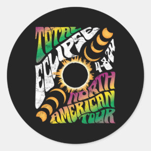 Insgesamt Eclipse 2024 Retro Groovy North American Runder Aufkleber