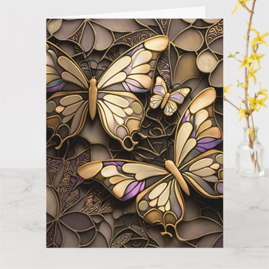 Inside Blank Schmetterlinge Karte (Gelbe Blume)