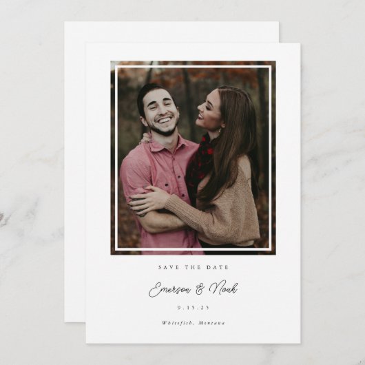 Inside Frame Modern Save the Date Foto Card (Vorne/Hinten)