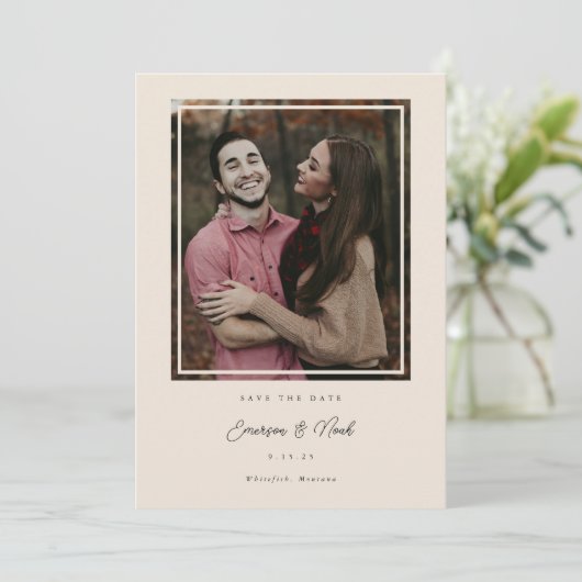 Inside Frame Modern Save the Date Foto Card (Stehend Vorderseite)