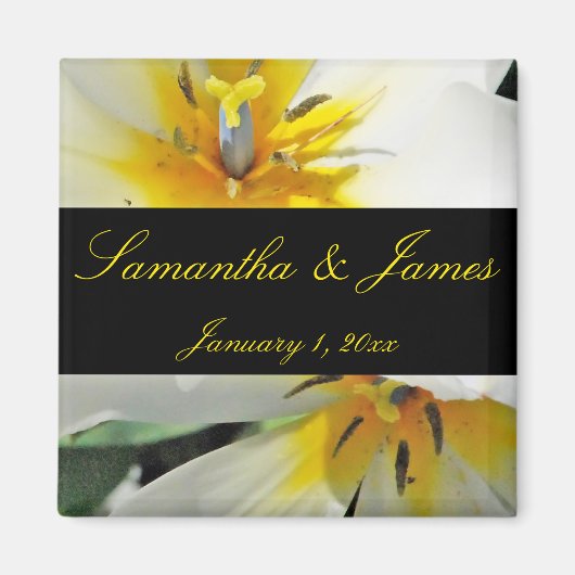 Inside White Lilies Personal Wedding Magnet (Vorne)