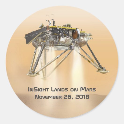 InSight Landing auf Mars Runder Aufkleber (Vorderseite)