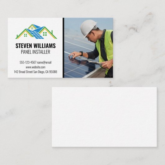 Inspektion des Solarmoduls | Zuhause-Energy-Logo Visitenkarte (Vorne/Hinten)