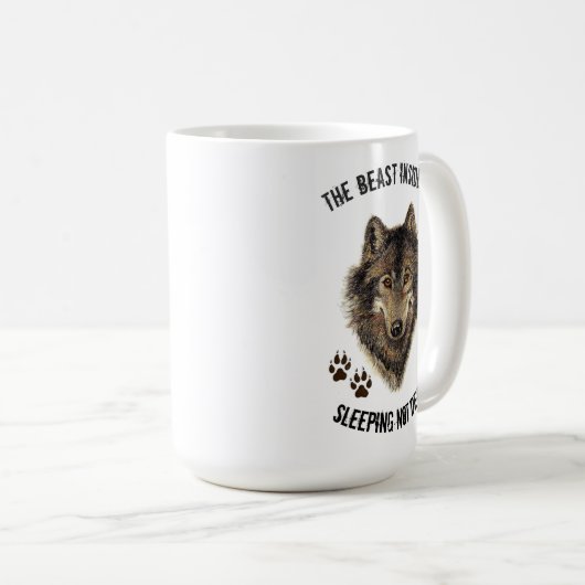 Inspiration, aber Spaß Biest Zitat Wolf Tier Kaffeetasse (VorderseiteRechts)