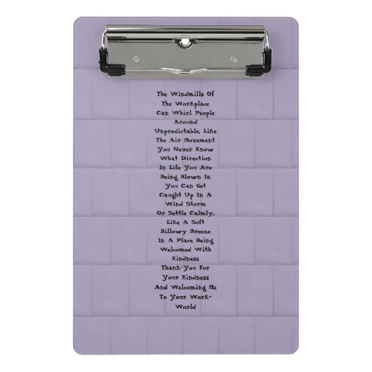 Inspiration am Arbeitsplatz Mini Klemmbrett (Vorderseite)