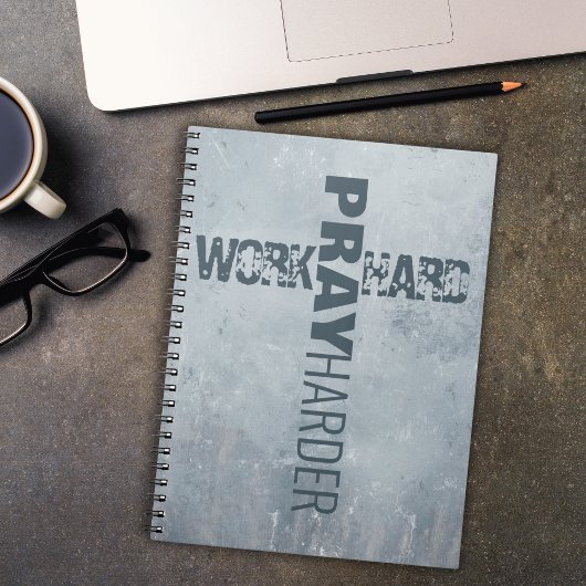 Inspiration Arbeit harter Beten Harter Cross Blue Notizblock