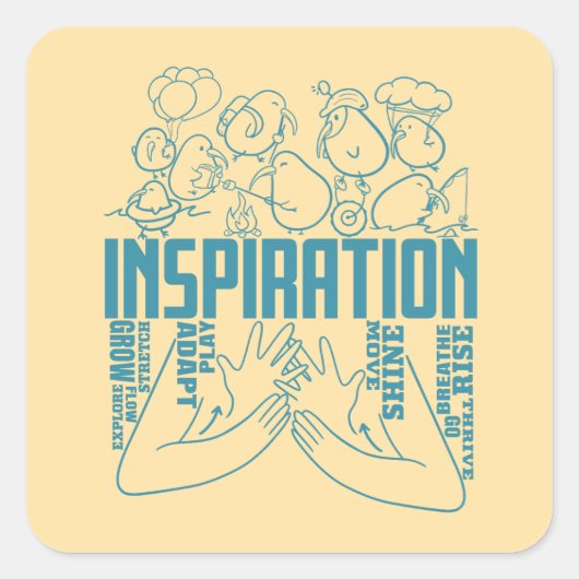 Inspiration - ASL-Design Quadratischer Aufkleber (Vorderseite)