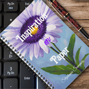 Inspiration auf Papier Lila Gänseblümchenblüte Erw Notizblock