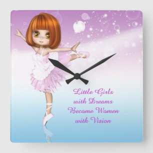 Inspiration Ballerina Little Girls Traumangebot Quadratische Wanduhr