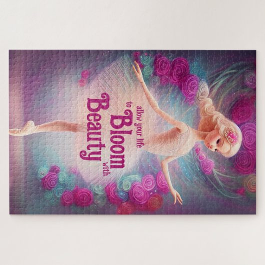 Inspiration Ballerina Rose Blumenballett Tanz Puzzle (Horizontal)