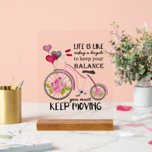 Inspiration behaltend bewegtes Wort Art Bike Acrylschild