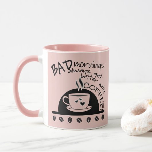 Inspiration besser mit Kaffee pink Tasse (Mit Donut)