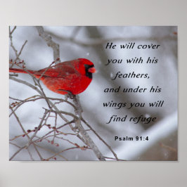 Inspiration Bibel Verse, Psalm 91:4 Poster