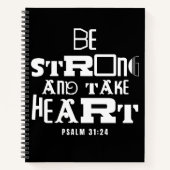 Inspiration Bibel Zitat stark sein und Herz nehmen Notizblock (Vorderseite)