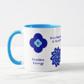 Inspiration blauer Bläschen Auge positive Energie Tasse (Links)