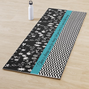 Inspiration Blue und Black Floral Yoga Mat Yogamatte