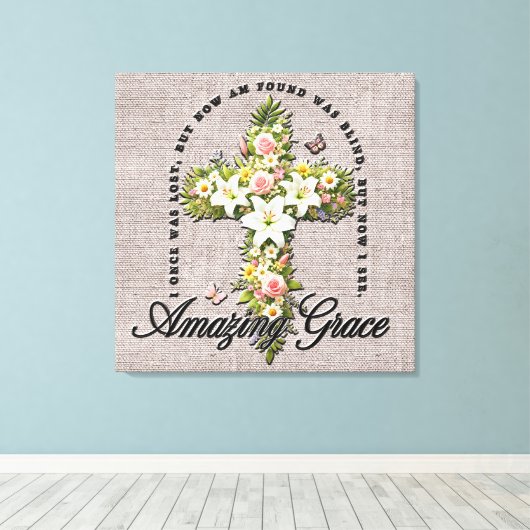 Inspiration Blume Cross Scripture/Sublimierung Leinwanddruck (Insitu (Holzboden))