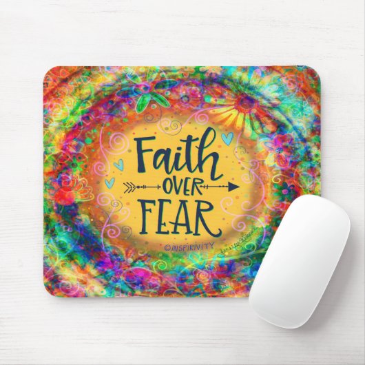 Inspiration Boho farbenfroher Glaube über Angst Mousepad (Mit Mouse)