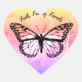 Inspiration Butterfly Rainbow Faith Friends Herz-Aufkleber