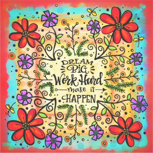 Inspiration, damit es Motivierend floral geschieht Aufkleber (Vorderseite)