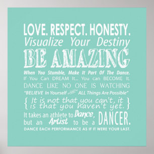 Inspiration Dance Quotes Poster - Aqua