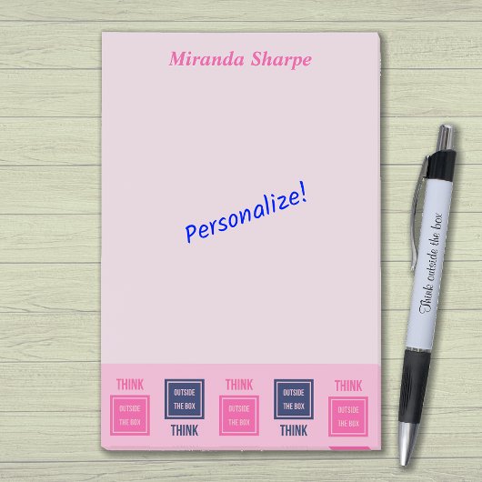 Inspiration denken Sie außerhalb der Box rosa Post-it Klebezettel