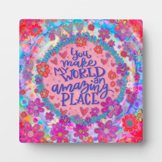 Inspiration, die meine Welt zu einem rosa Freund m Fotoplatte (Vorderseite)