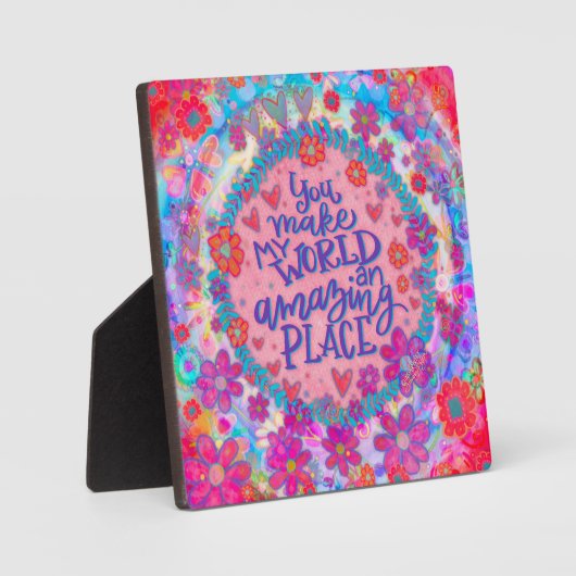 Inspiration, die meine Welt zu einem rosa Freund m Fotoplatte (Vorderseite)