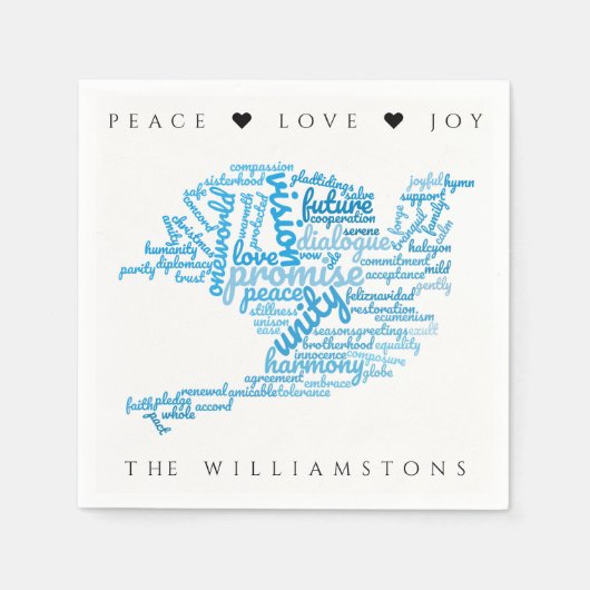 Inspiration Elegant Dove of Peace Tag Cloud Serviette (Vorderseite)