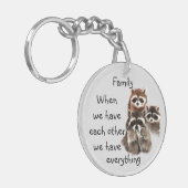 Inspiration Family Quote Fun Raccoon Custom Schlüsselanhänger (Vorderseite links)
