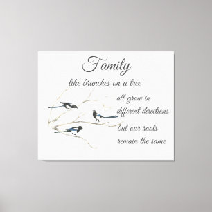 Inspiration Family Quote Magpie Bird Art Leinwanddruck