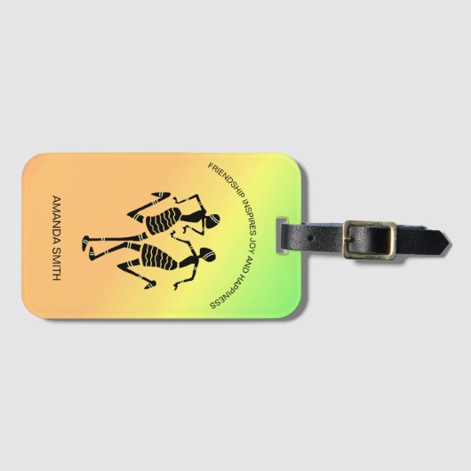 Inspiration, farbenfroher Glückstanz Gepäckanhänger (Vorderseite (Horizontal))