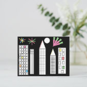 Inspiration Fireworks Light City Skyline Postkarte (Stehend Vorderseite)