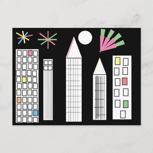 Inspiration Fireworks Light City Skyline Postkarte (Vorderseite)