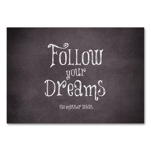 Inspiration folgen Sie Ihrem Wunschzitat Tischnummer (Vorderseite)