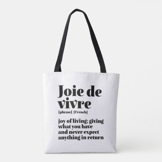 Inspiration Französisch Word Joy of Life Vivre Tasche (Rückseite)