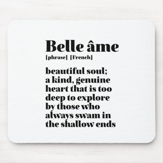 Inspiration Französisch Wort Schönes Soul Belle Am Mousepad (Vorne)