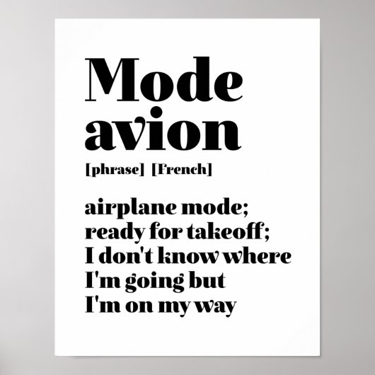 Inspiration Französischer Reisemodus Avion Flugzeu Poster (Vorne)