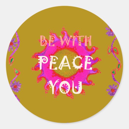 Inspiration Frieden mit Ihnen Vector Design Art Runder Aufkleber (Vorderseite)