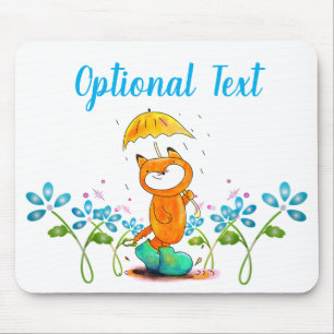 Inspiration Frühlingsfox mit Regenschirm Mousepad