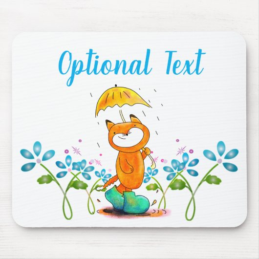 Inspiration Frühlingsfox mit Regenschirm Mousepad (Vorne)