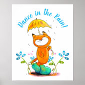 Inspiration Frühlingsfox mit Regenschirm Poster (Vorne)