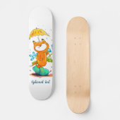 Inspiration Frühlingsfox mit Regenschirm Skateboard (Vorderseite)
