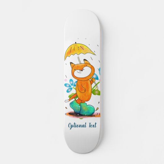 Inspiration Frühlingsfox mit Regenschirm Skateboard (Vorderseite)