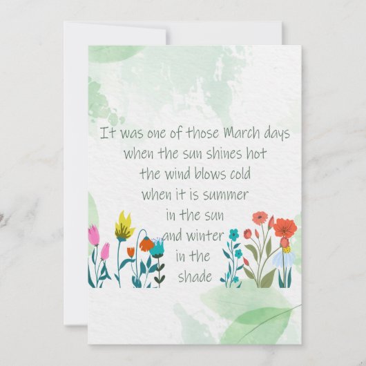 Inspiration Frühlingsgedicht Charles Dickens Karte (Vorderseite)