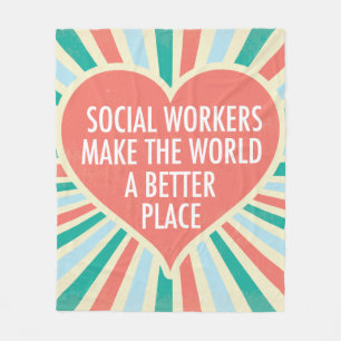 Inspiration für Social Work Quote Heart Retro Farb Fleecedecke