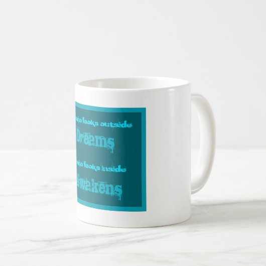 Inspiration für Typografie - Erwachen von Zitaten Kaffeetasse (VorderseiteRechts)