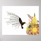 Inspiration Gebet Kolibri, Sonne und Blume Poster (Vorne)