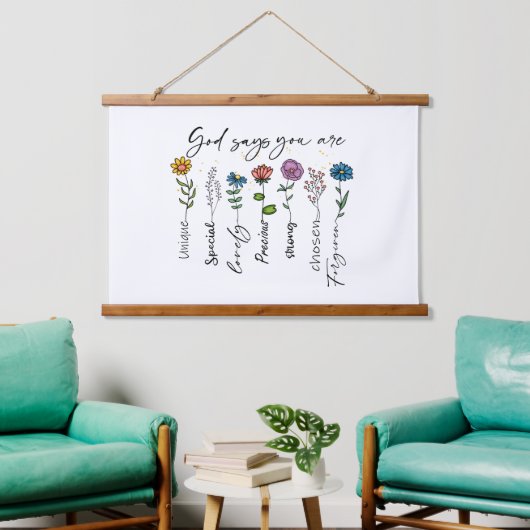 Inspiration Gott Kinderzimmer Art Print Wandteppich Mit Holzrahmen (Wohnzimmer)